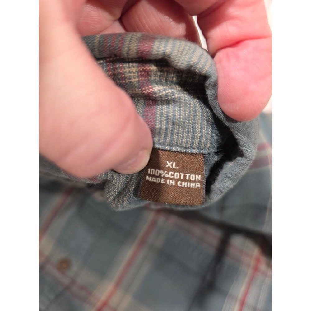 Bit & Bridle Plaid Long Sleeve Button Down Shirt Men's XL Blue Red Black Horse - Picture 10 of 11